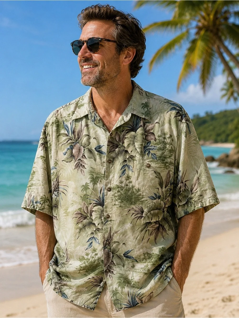 Vintage Aloha Republic Rayon Hawaiian  Men’s Large – Tropical Island Print - Picture 2 of 5